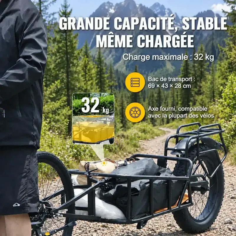 Remorque vélo pour Sacoche vélo 30kg