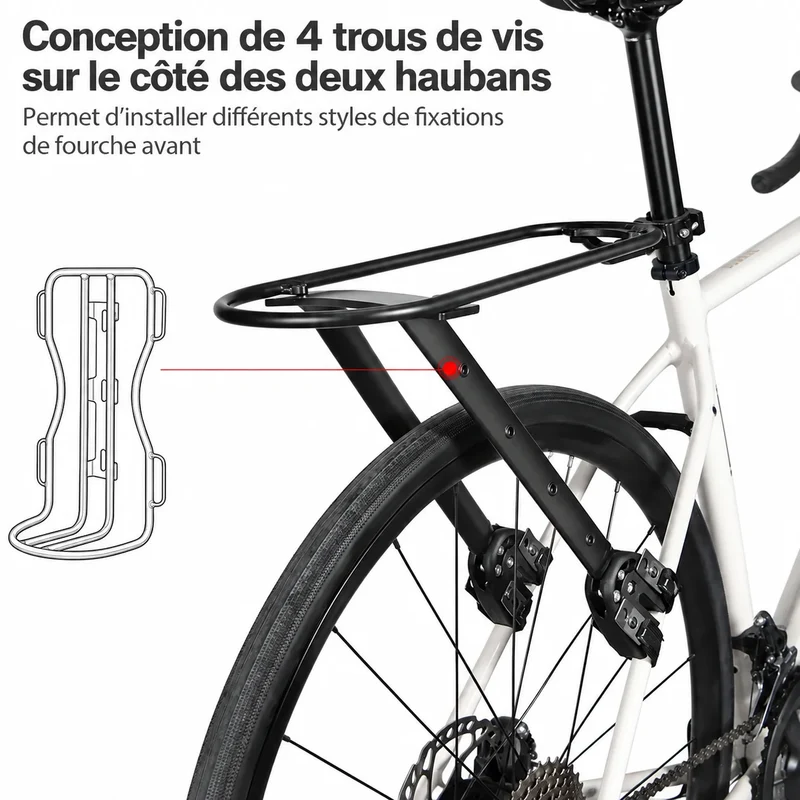 Porte-bagages vélo arrière universel bikepacking avec sacoche