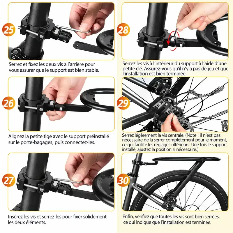 Porte-bagages vélo arrière universel bikepacking avec sacoche