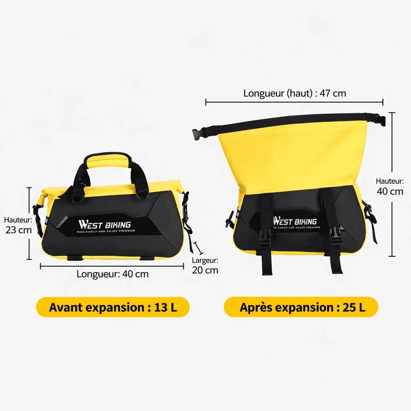 Sacoche vélo porte-bagage arrière rigide 13-25 L