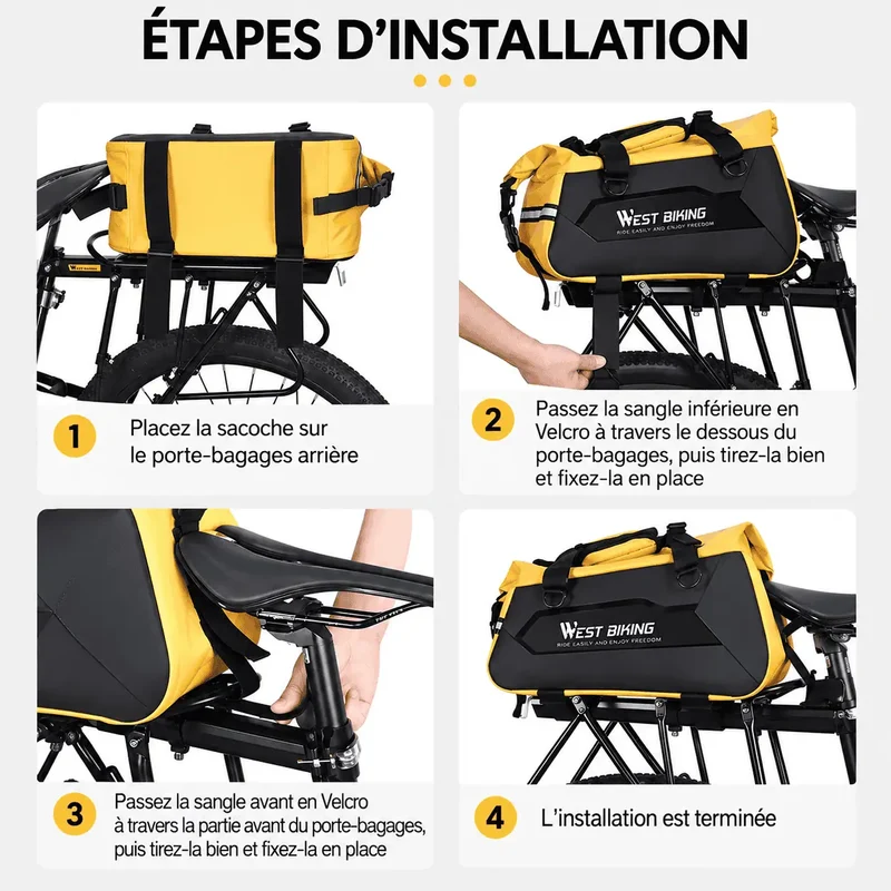 Sacoche vélo porte-bagage arrière rigide 13-25 L