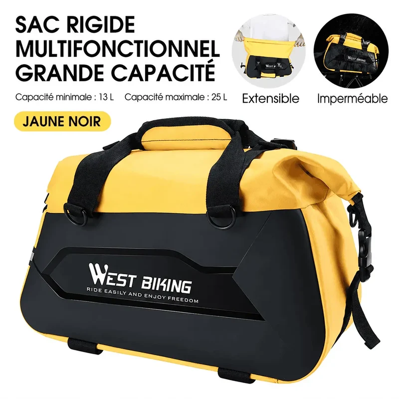 Sacoche vélo porte-bagage arrière rigide 13-25 L