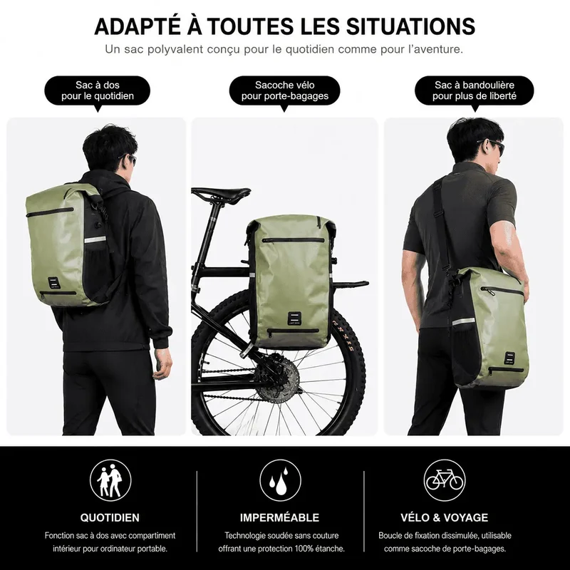 Sacoche vélo porte-bagages étanche sac à dos