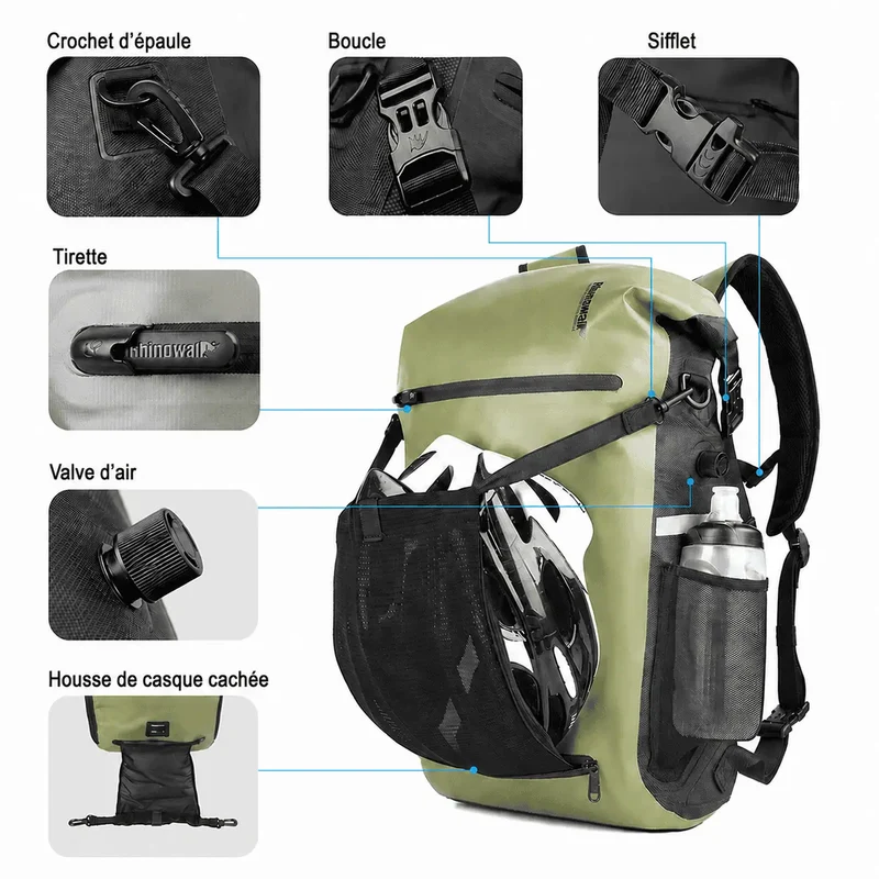Sacoche vélo porte-bagages étanche sac à dos