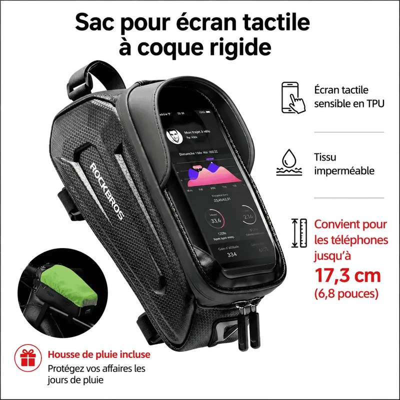 Sacoche cadre vélo téléphone rigide 1,7 L