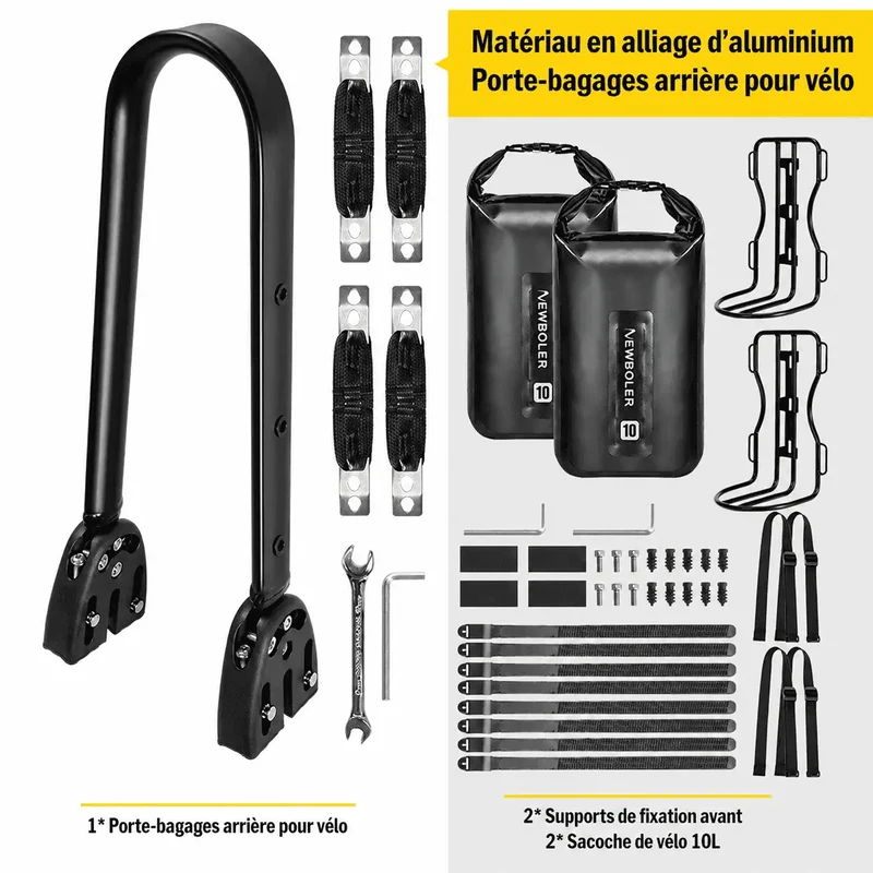 Porte-Bagage Vélo Universel Réglable Avant/Arrière Aluminium