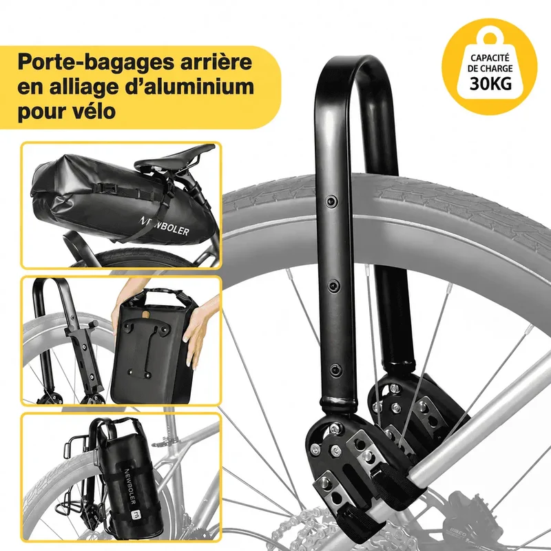 Porte-Bagage Vélo Universel Réglable Avant/Arrière Aluminium