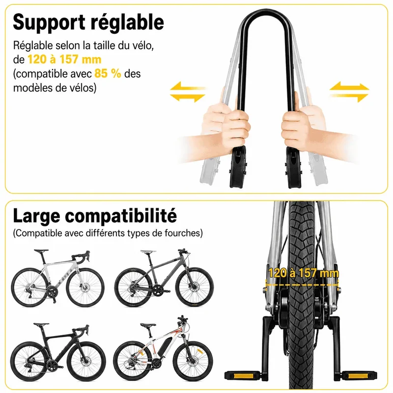 Porte-Bagage Vélo Universel Réglable Avant/Arrière Aluminium