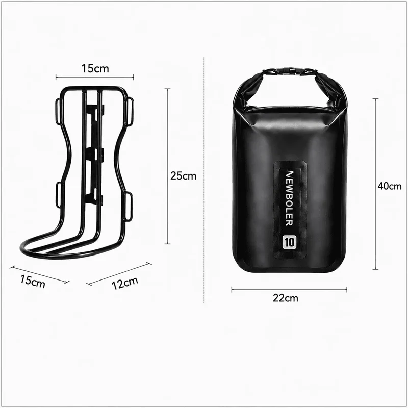 Sacoche vélo porte-bagages support 10L noir