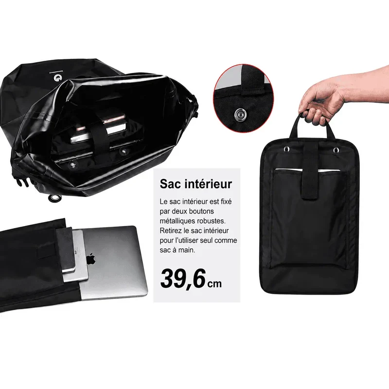 Sacoche vélo porte-bagages sac à dos étanche 27L