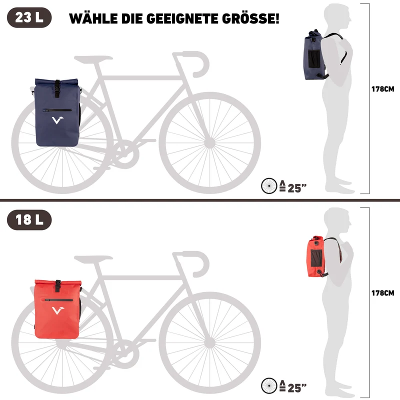 ValkOne Light - Sac de vélo 3 en 1 - idéal pour ton quotidien ! - Produit de deuxième choix