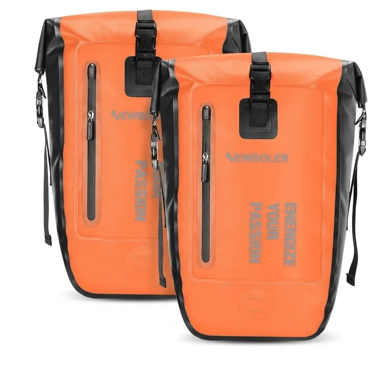 Sacoche double vélo porte-bagage imperméable 27L orange