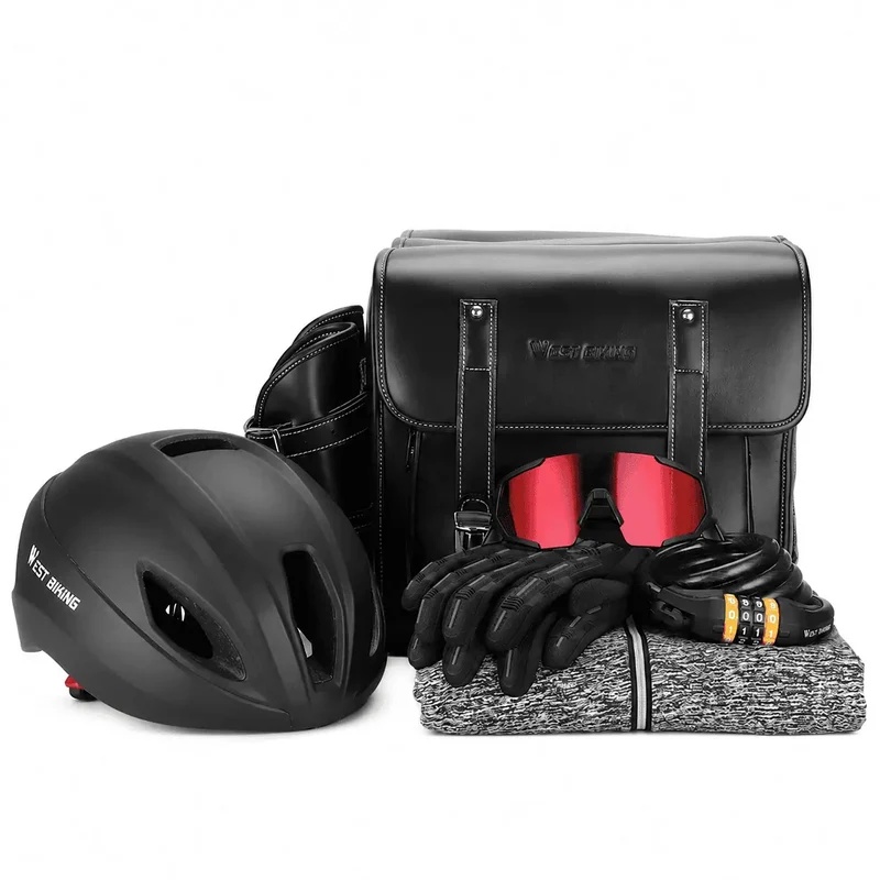 Sacoche Vélo Style Cuir Vintage Double 20L Imperméable Porte-Bagages