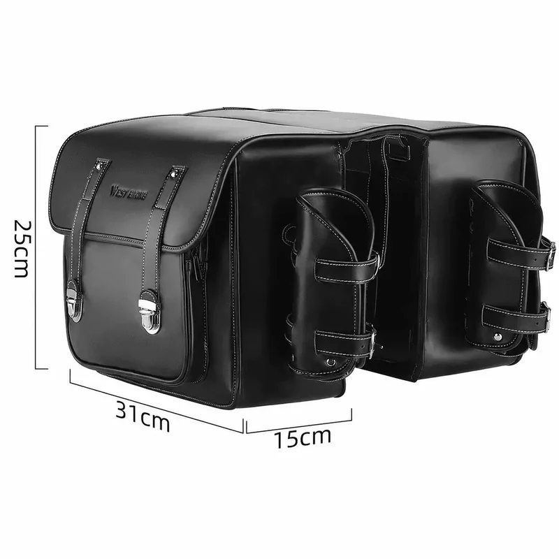 Sacoche Vélo Style Cuir Vintage Double 20L Imperméable Porte-Bagages