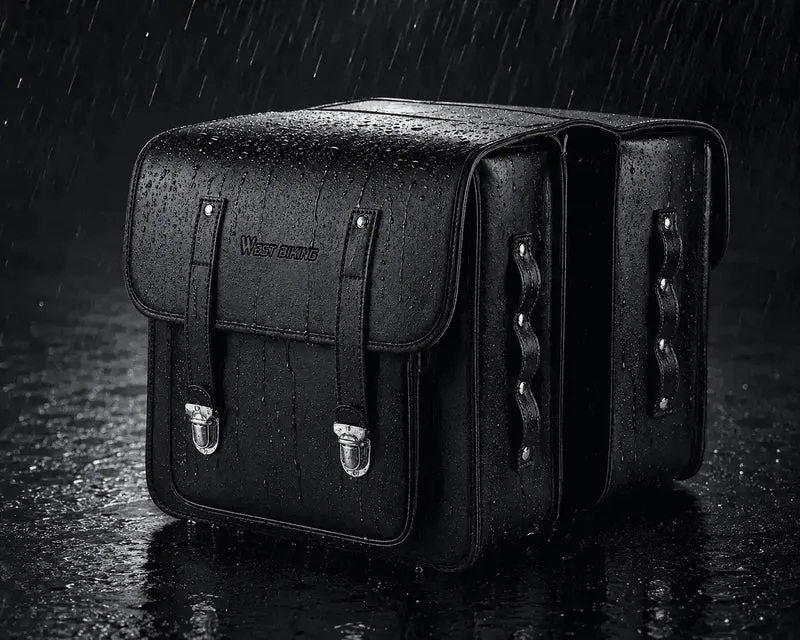 Sacoche Vélo Style Cuir Vintage Double 20L Imperméable Porte-Bagages