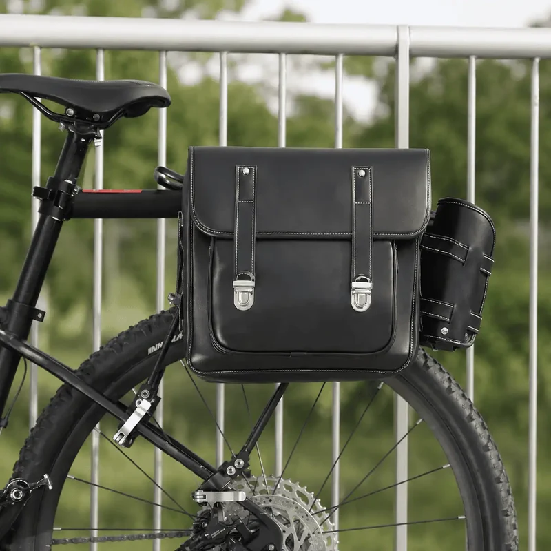 Sacoche Vélo Style Cuir Vintage Double 20L Imperméable Porte-Bagages