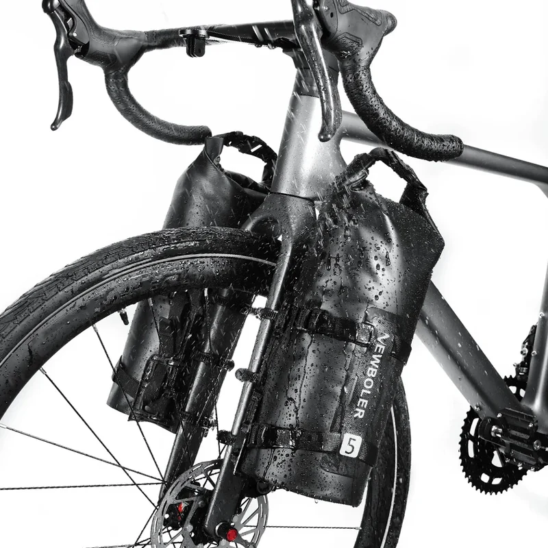 Sacoche de Fourche Vélo Bikepacking Étanche 2x5L Jaune