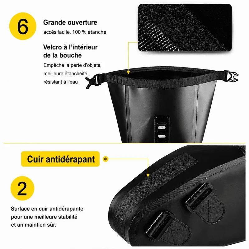 Sacoche de Selle Vélo Étanche 13L Jaune