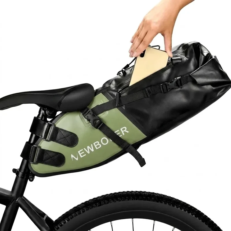 Sacoche de selle vélo étanche 13L verte