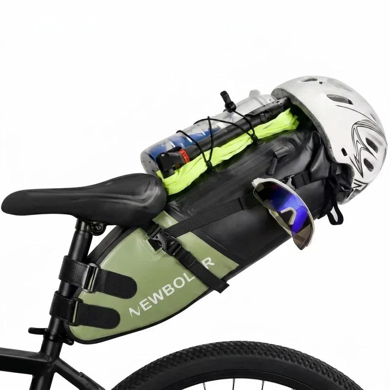 Sacoche de selle vélo étanche 13L verte