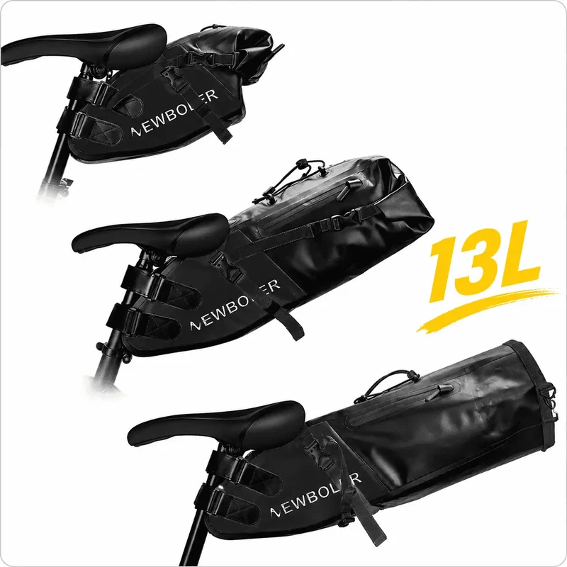 Sacoche de selle vélo étanche 13L verte