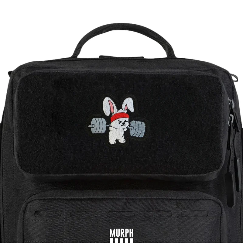 Patch Velcro Brodé - Lapin Haltérophile