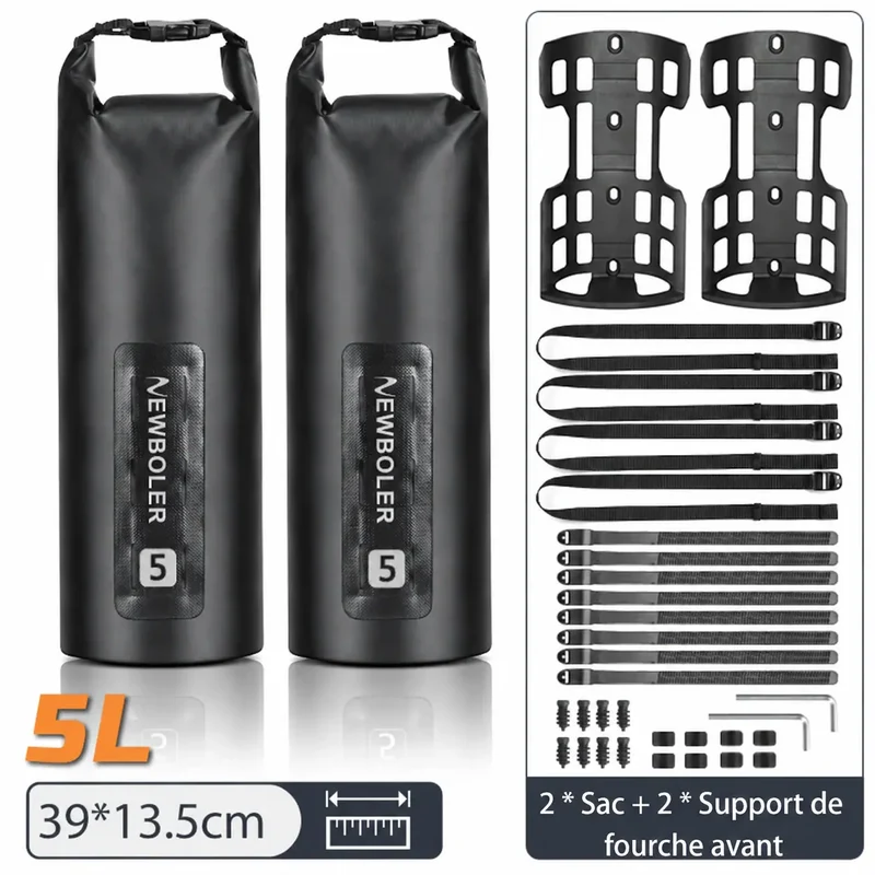 Sacoche de Fourche Vélo Bikepacking Étanche 2x5L