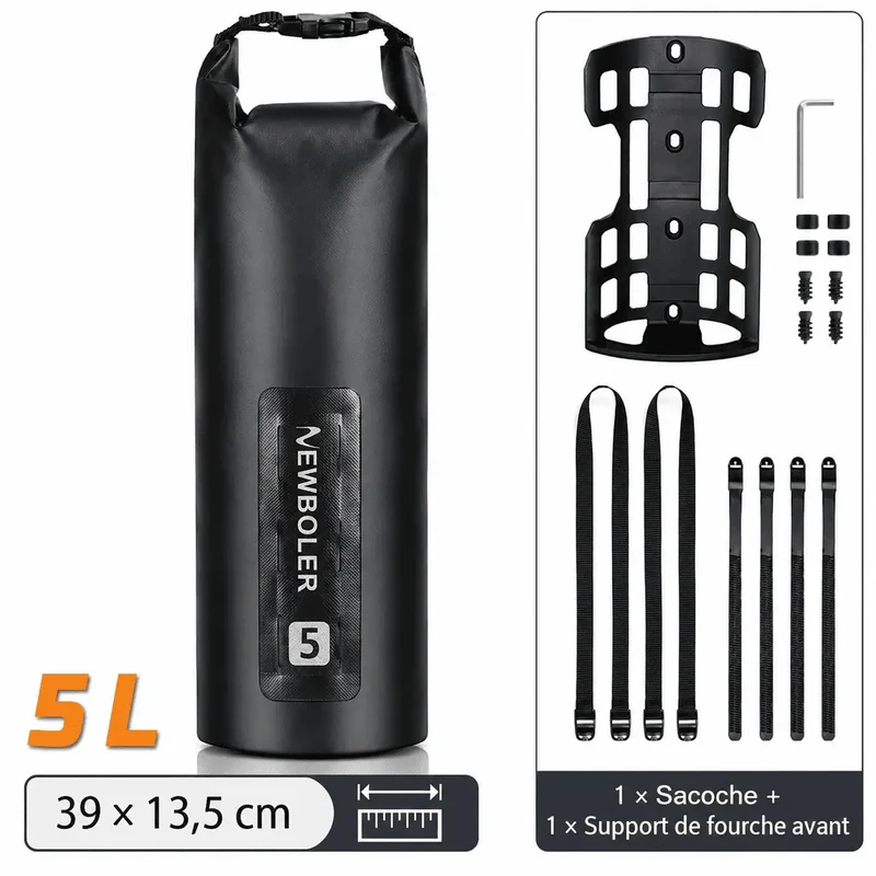 Sacoche de Fourche Vélo Bikepacking Étanche 2x5L