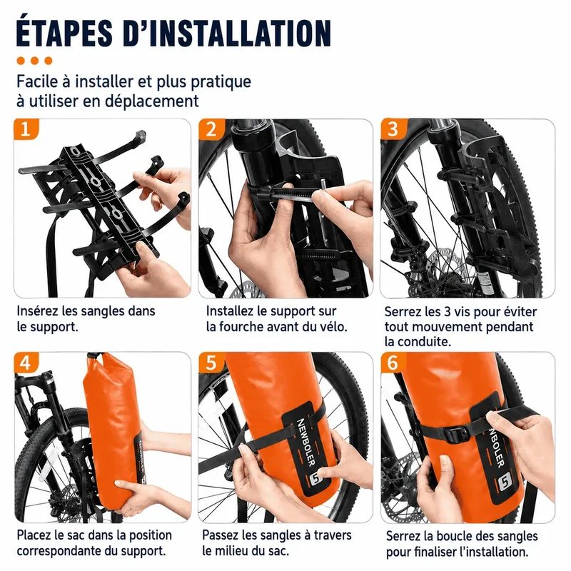 Sacoche de Fourche Vélo Bikepacking Étanche 2x5L