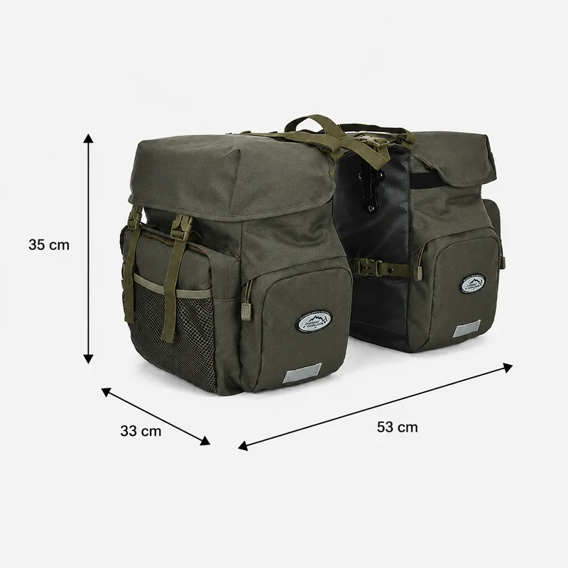 Sacoche Vélo Vintage Porte-Bagages Vert 50L