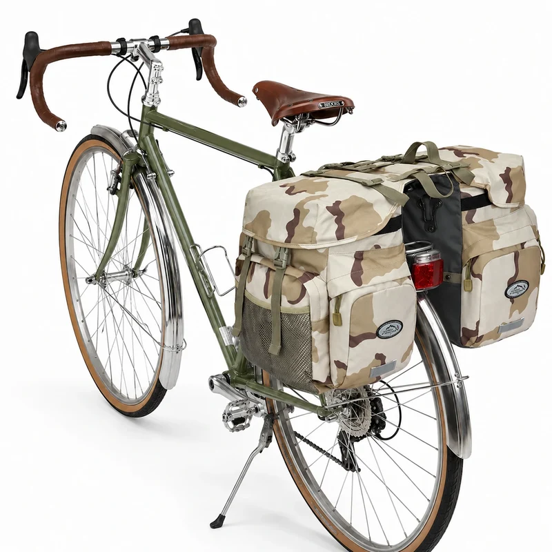 Sacoche Vélo Vintage Porte-Bagages Camouflage 50L