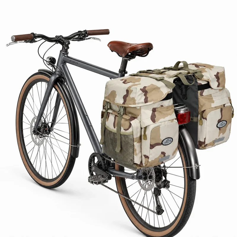 Sacoche Vélo Vintage Porte-Bagages Camouflage 50L
