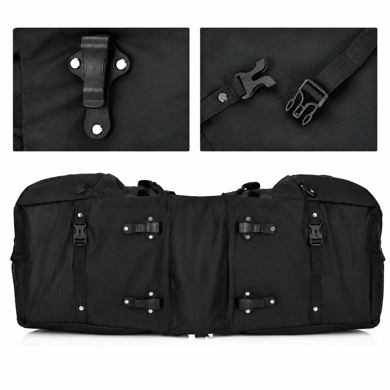 Sacoche Vélo Vintage Porte-Bagages Noir 50L