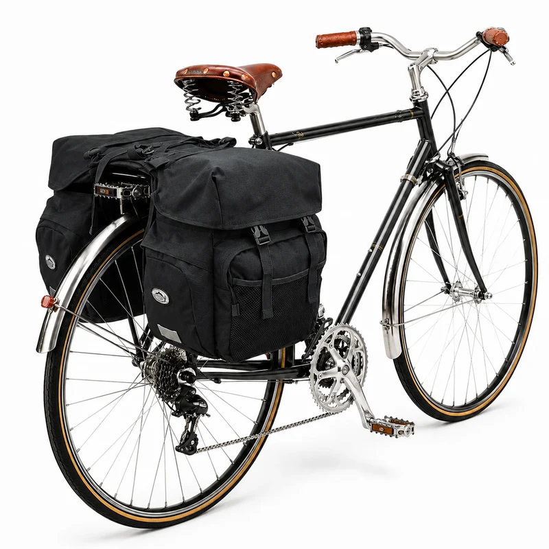 Sacoche Vélo Vintage Porte-Bagages Noir 50L
