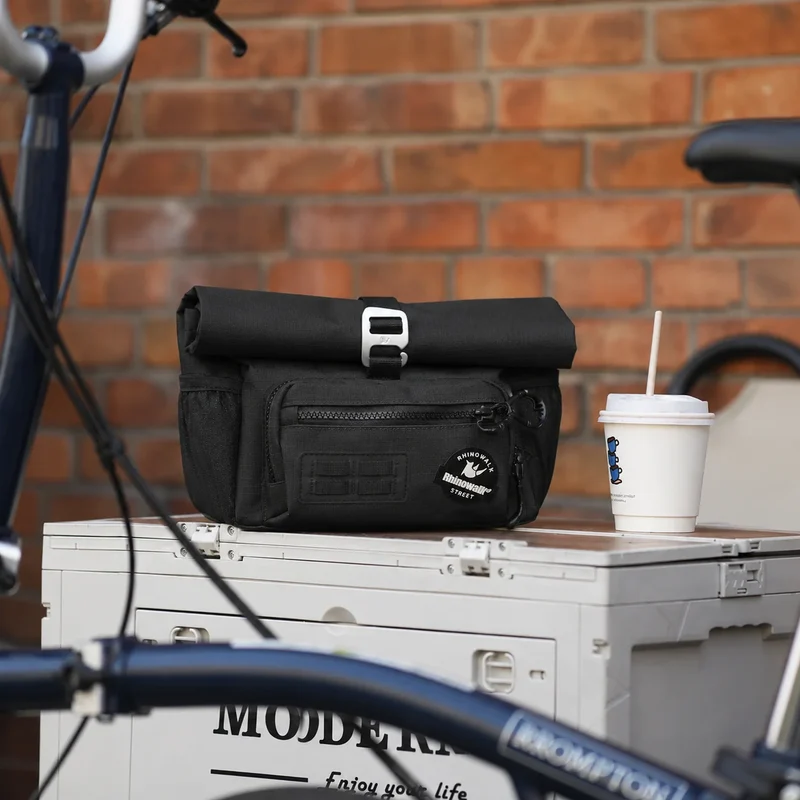 Sacoche guidon vélo vintage noire 4L