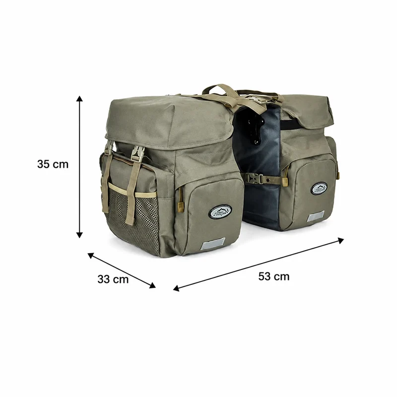 Sacoche Vélo Vintage Porte-Bagages Kaki 50L