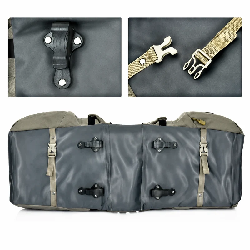 Sacoche Vélo Vintage Porte-Bagages Kaki 50L
