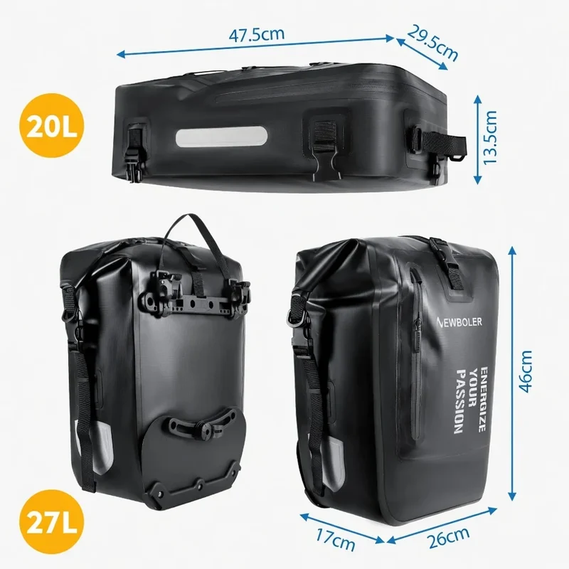 Sacoche vélo porte bagage 3 en 1