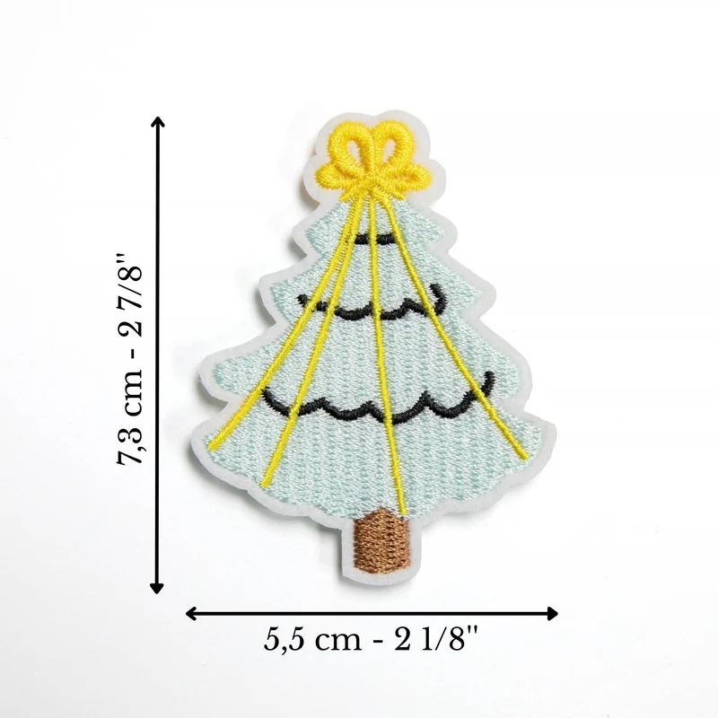 Écusson sapin de Noël pastel avec boucle brodé | Thermocollant