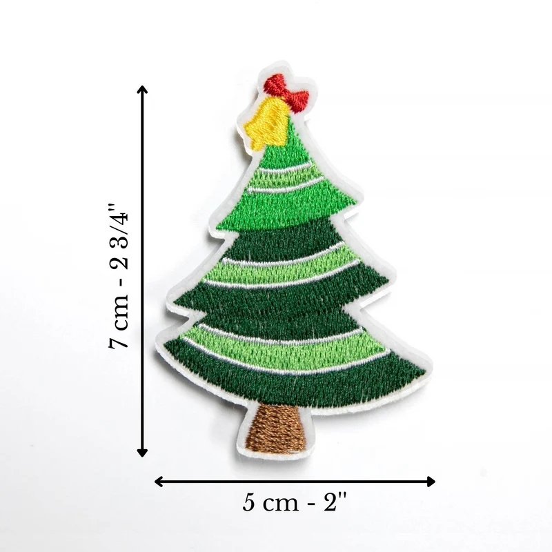 Écusson sapin de Noël avec cloche brodé | Thermocollant