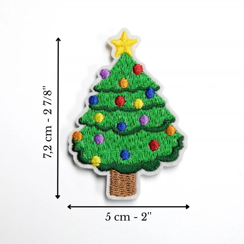 Écusson sapin de Noël décoré brodé | Thermocollant