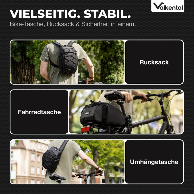 Trunk Bag - Sacoche de porte-bagages 3 en 1 à fixation par-dessus avec fonction sac à dos - Produit de deuxième choix