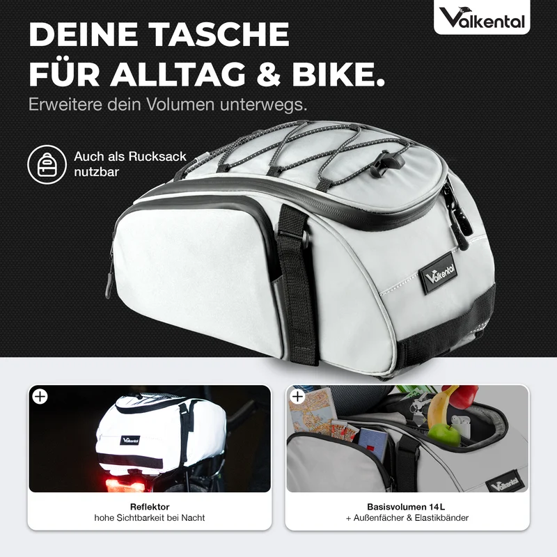 Trunk Bag - Sacoche de porte-bagages 3 en 1 à fixation par-dessus avec fonction sac à dos - Produit de deuxième choix