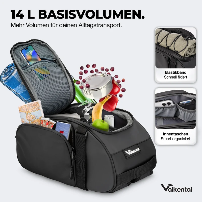 Trunk Bag - Sacoche de porte-bagages 3 en 1 à fixation par-dessus avec fonction sac à dos - Produit de deuxième choix