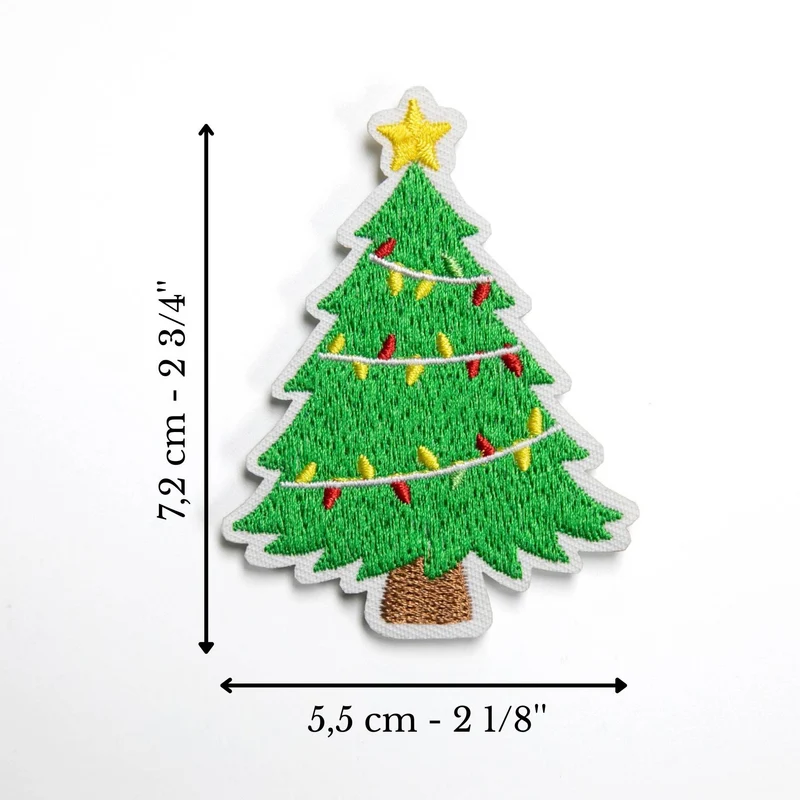 Écusson sapin de Noël vert brodé | Thermocollant