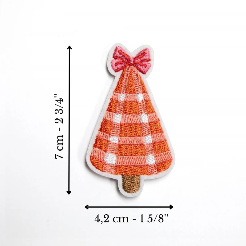 Écusson sapin de Noël en vichy brodé | Thermocollant