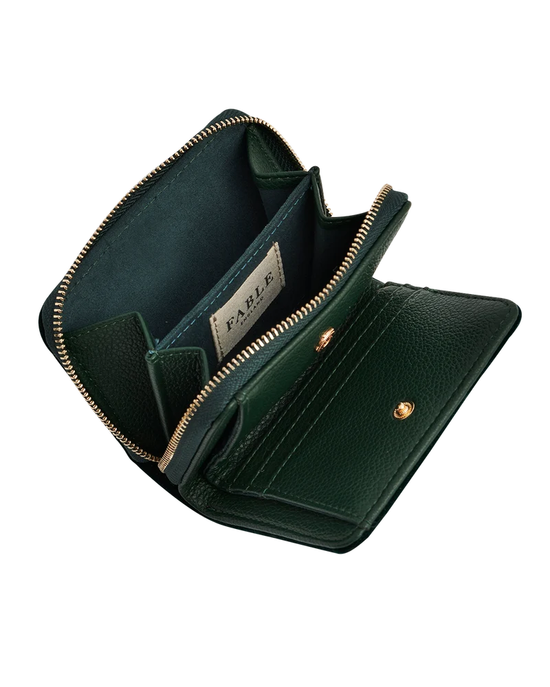 Hedgehog Embroidered Small Purse in Forest Green Velvet