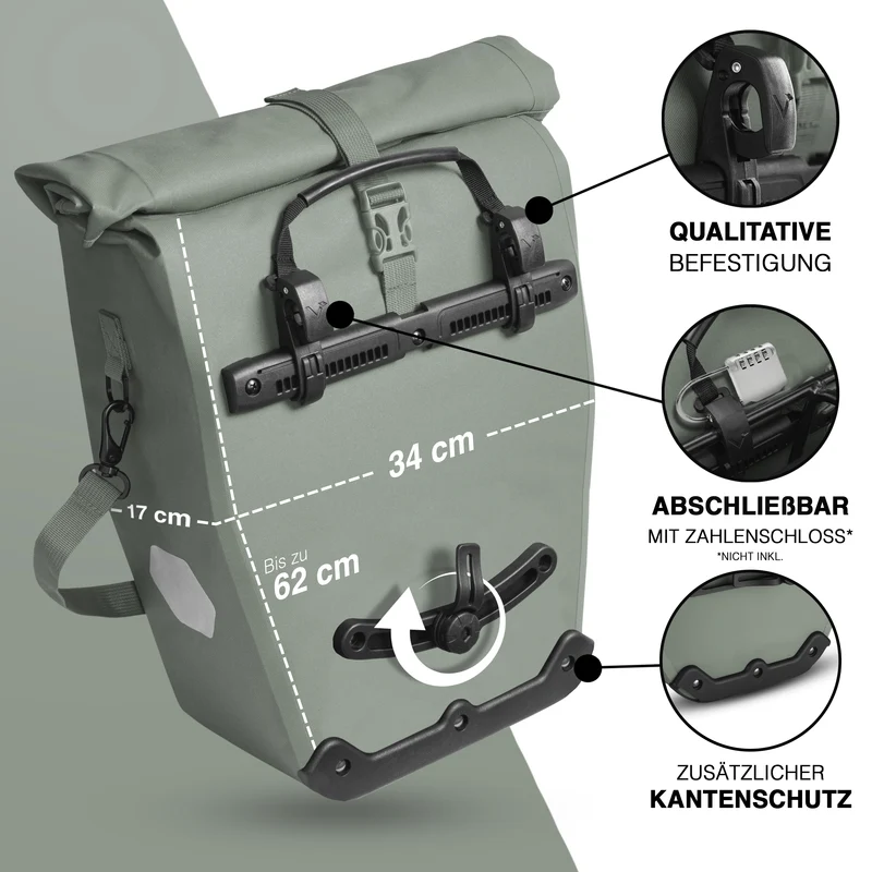 Sac à vélo Urban - Sac de porte-bagages 2 en 1 pratique au look urbain