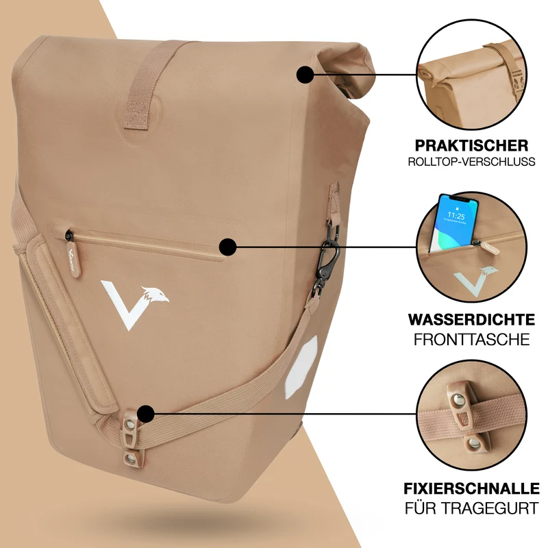 Sac à vélo Urban - Sac de porte-bagages 2 en 1 pratique au look urbain