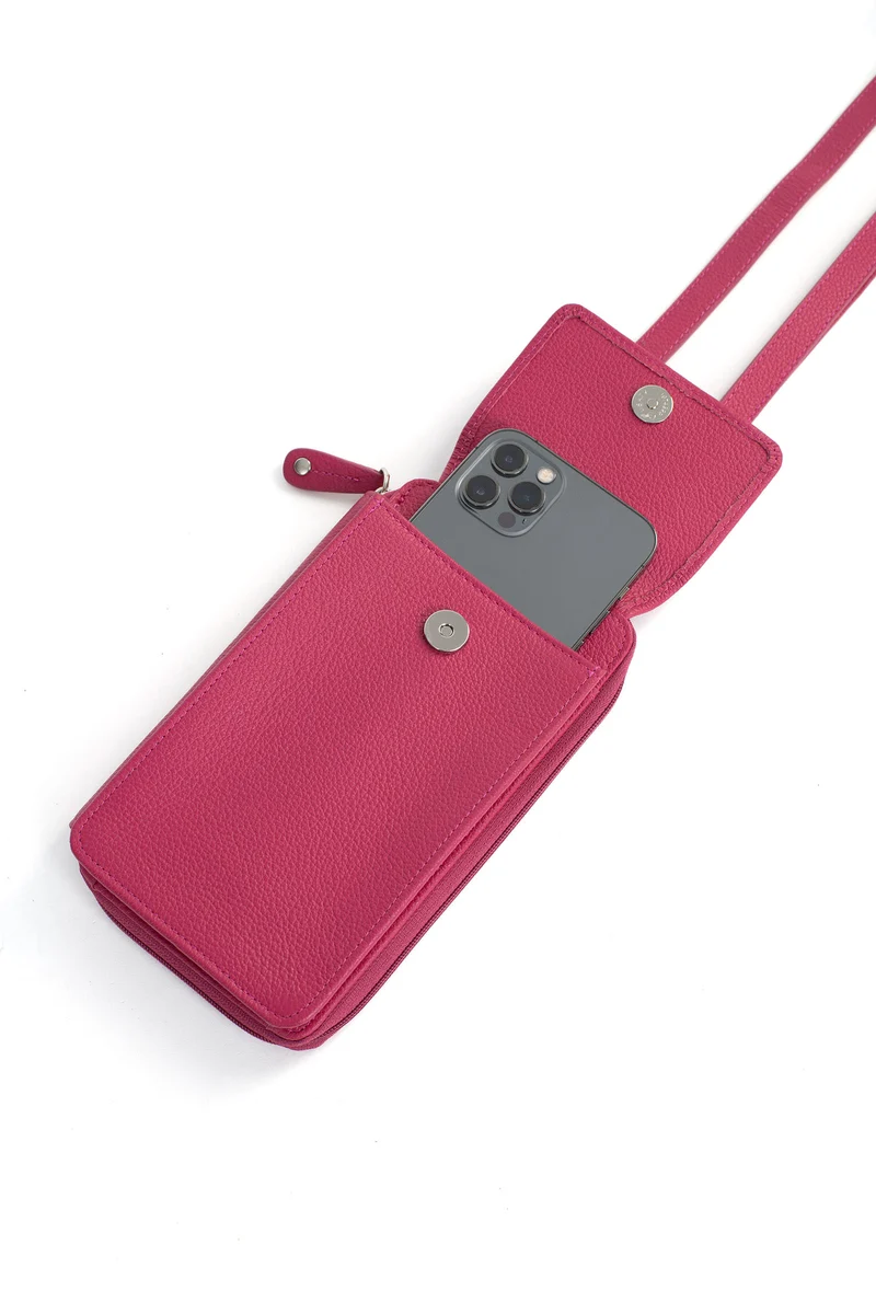 Pochette téléphone avec portefeuille - Cuir